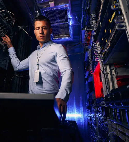 Team working in data Center